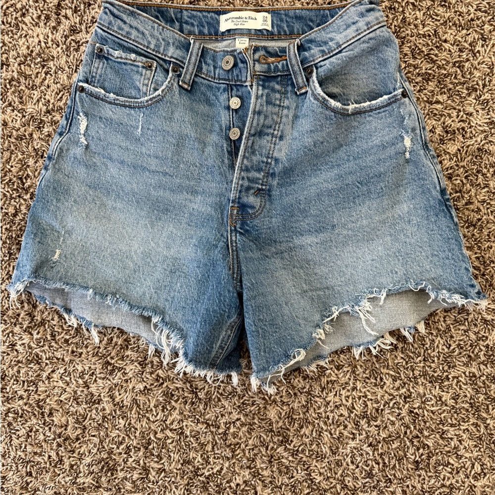 Abercrombie & Fitch Blue Jean Shorts Vintage-Inspired Distressed